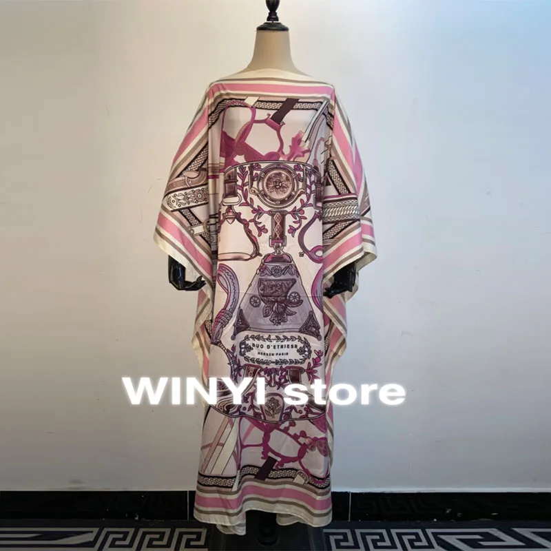 2021Kuwait Dashiki Dress Print Bohemia Hijab Loose Elegant Muslim Abaya Bazin Robe Gowns Broder Riche Sexy Lady Party maxi beach