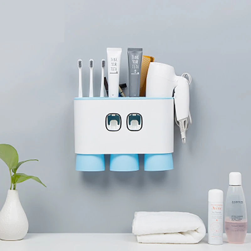 

Zhangji Automatic Toothbrush Holder Toothpaste Dispenser with Cups Wall Mount Stand Bathroom Toothpaste Squeezer Set