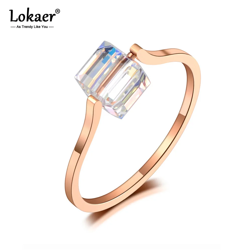 Lokaer Новые сверкающие Квадратные Кольца из титановой нержавеющей стали с
