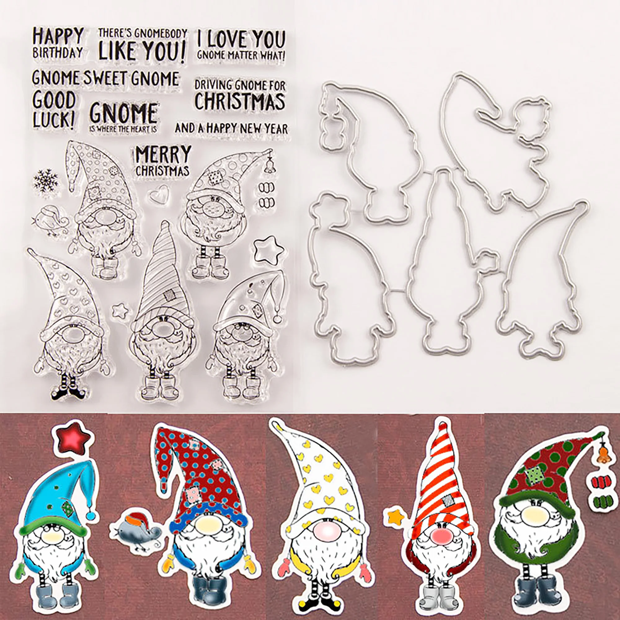 5Pcs Christmas Santa Claus outline Metal Cutting Dies Clear stamps and Die set for Scrapbooking Card Embossing craft dies | Дом и сад