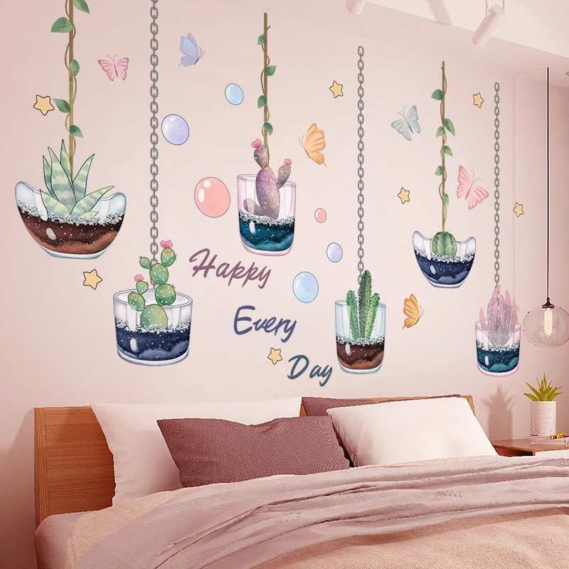 Potted Plant Succulent Bonsai Self-adhesive BabyHome Wall Sticker Wallpaper Art Mural Decal DIY Vinyl Decorative Wall Decoration (3)