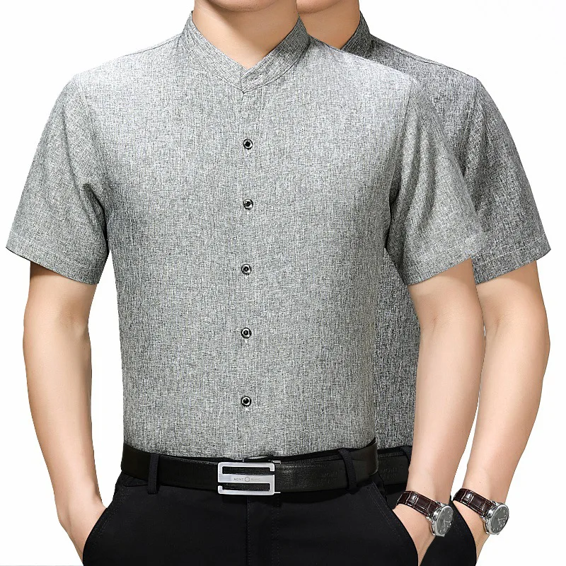 

Summer thin middle-aged men's short-sleeved shirt Middle-aged men's shirt wide summer dress