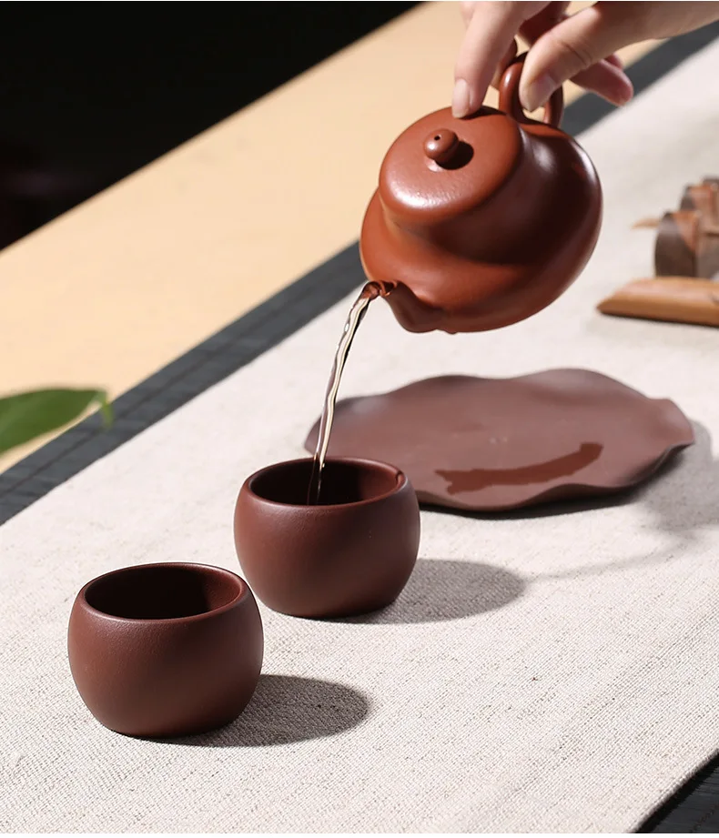 Фиолетовая глина полностью ручной работы для приготовления чайных чашек Чайный Набор подарочных коробок поколение жира мастер чашка подарок изготовление на заказ чайная церемония