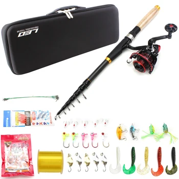 

NEW 1.8m-3.0m Fishing Rod Reel Line Combo Full Kits Spinning Reel Pole Set with Carp Fishing Lures Fishing Float Hooks Tackle