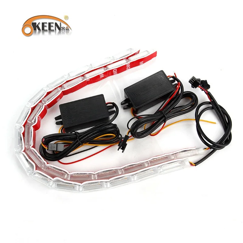 OKEEN 2 шт. новые дневные ходовые огни DRL белый красный голубой желтый поток сигнал