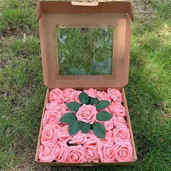

25pcs Artificial PE Foam Rose Flower with Stem DIY Handmade Gift Bouquet