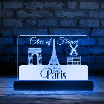 나는 파리에서 나의 마음을 잃었다 장식적인 LED 빛 프랑스 건축술 프랑스 Treval 랜드 마크 에펠 탑 밤 램프 침실 장식