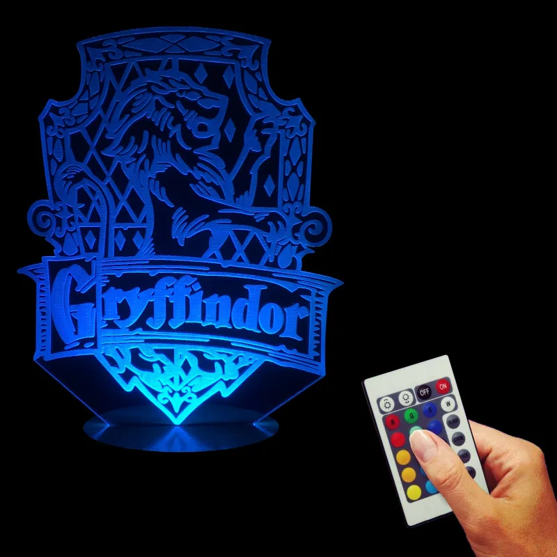 Gryffindor 3D цветной яркий визуальный маленький ночник пульт дистанционного управления Изменение цвета KT-C подарок на день рождения