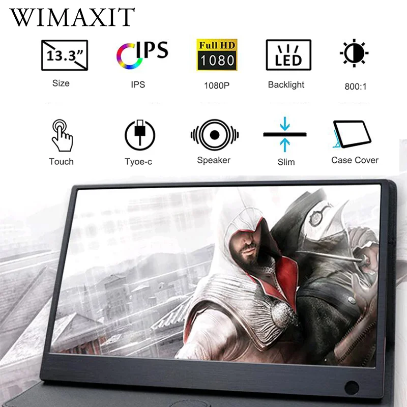 Портативный монитор 13 3 &quotLCD USB Type C Hdmi игровой IPS 1080p HD дисплей для PS4 ноутбука