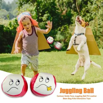 

Durable Juggling Ball Delicate Design Cartoon Smile Face PU Leather Juggling Ball Bean Bag Children Interactive Toys