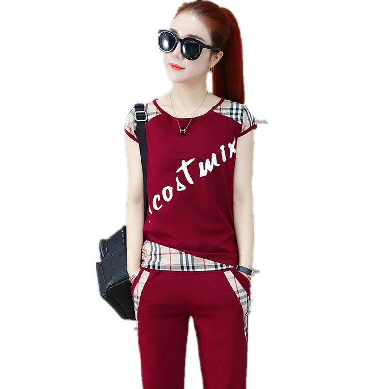 Top selling product in 2020 Lady clothes set Summer printing Sporting suit slim 2 piece set NEW Leisure clothes Tracksuit 1629