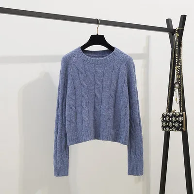 Sweaters SMTHMA/осенне-зимние вязаные милые женские модные свитера с длинным рукавом, топы+ мини-юбки с высокой талией из искусственной кожи - Цвет: Sweaters