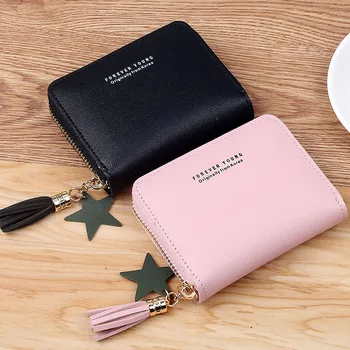

Tassel Women Wallet Small Cute Mini Wallets Student Short PU Leather Coin Purse Zipper Purses Portefeuille Female Purse Clutch