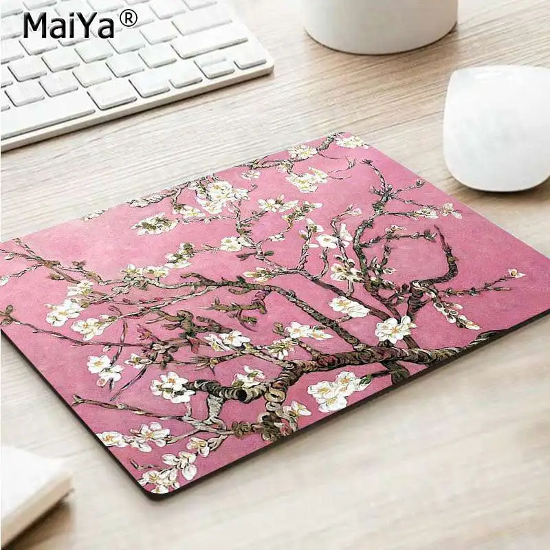 No Lock Edge18x22cm MaiYa almond blossoms van gogh paiting резиновый DIY дизайн игровой с узором коврик для мыши Лидер продаж игровой коврик для мыши - Цвет: No Lock Edge18x22cm