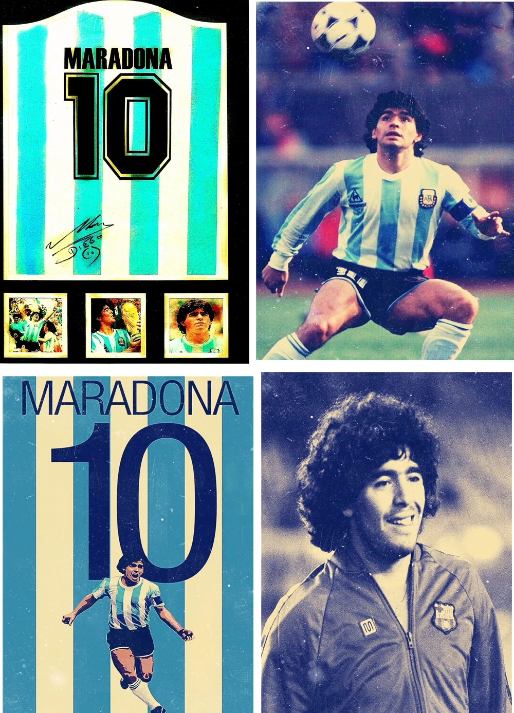 ВИНТАЖНЫЙ ПЛАКАТ Maradona № 10 из джерси с изображением звезд мира по футболу