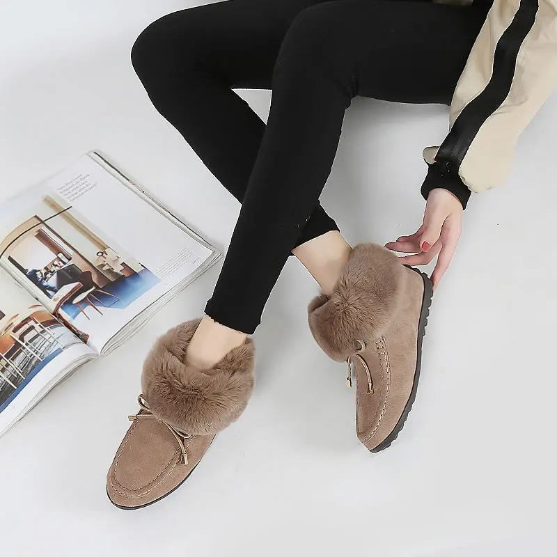 

Loafers Woman Women Shoes 2019 Women's Moccasins Genuine Leather Sneakers Round Toe Bow-Knot Slip-on New Fur Casual Butterfly