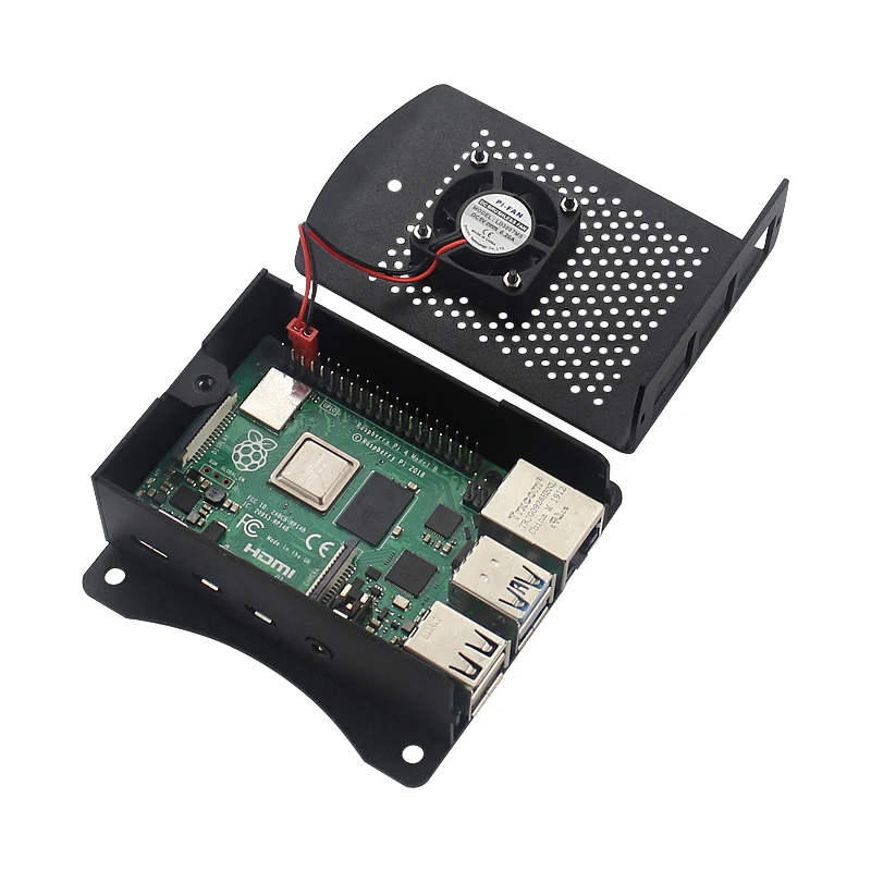 Raspberry Pi 4 Алюминиевый сплав чехол Metel Box с подвесным кронштейном поддержка вентилятора охлаждения отвертка для Raspberry Pi 4 Модель B