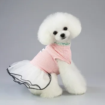 

Spring and Summer Leisure Style Pet Dog Clothing Comfortable Breathable Fashion Lovely Stripes Princess Skirt Small Dog Clothing