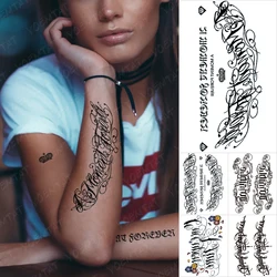 Handwriting Word Transfer Waterproof Temporary Tattoo Sticker Women Men Black Text English Letter Crown Flash Tatto Arm Body Art