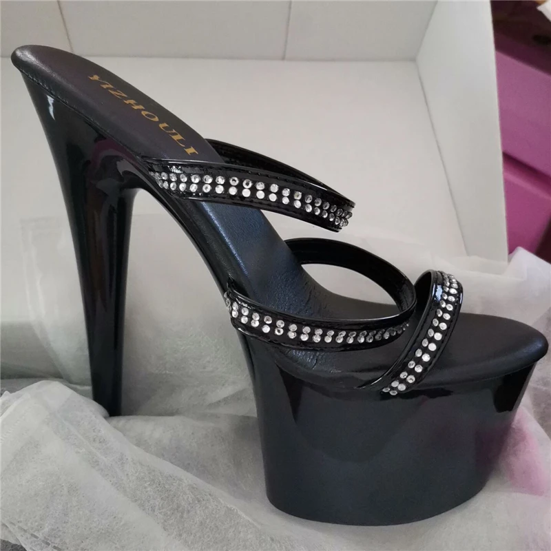 7 inch white sequined heels 17 cm fashion banquet catwalk performance heels sexy woman slippers