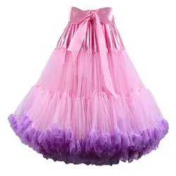 Popular  Soft Lolita Puffy Woman Girls  Cosplay Super Princess  Tutu Skirt  Adult Two-Toned Underskirt Colorful Petticoat