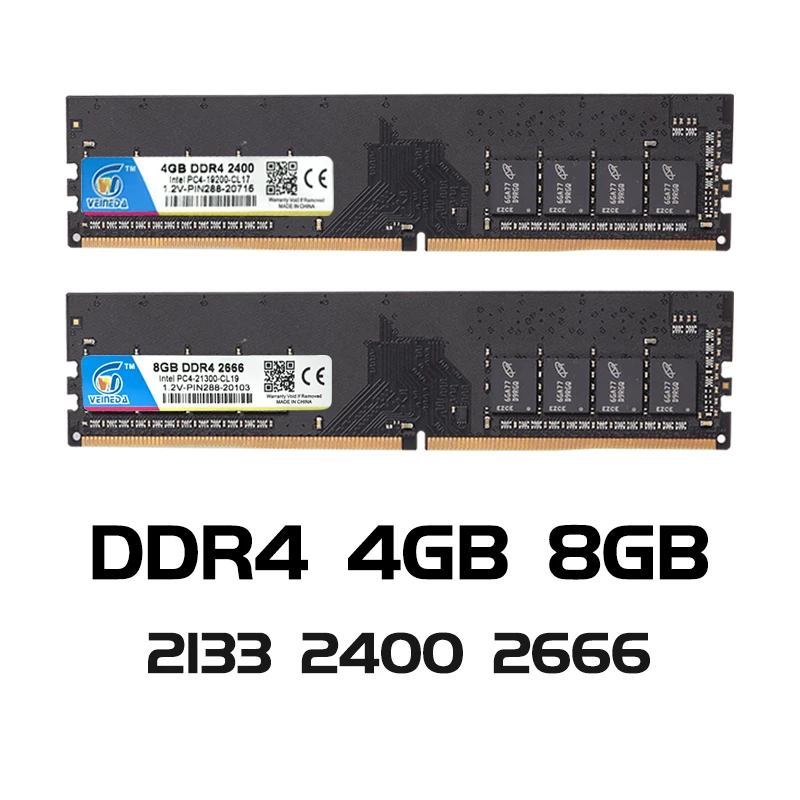 En Ligne VEINEDA ddr4 8 gb ordinateur RAM 4GB 8GB 4G 8G mémoire DDR 4 PC4 2133 2400 2666Mhz carte mère de bureau Memoria 284 broches