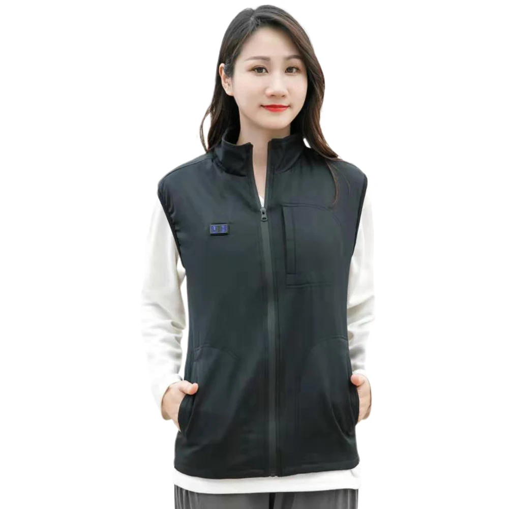 

Women Men Dual Control Washable Heating Vest Hiking Smart Warm Winter Adjustable Stand Neck Zipper Closure Ergonomics Cold Proof
