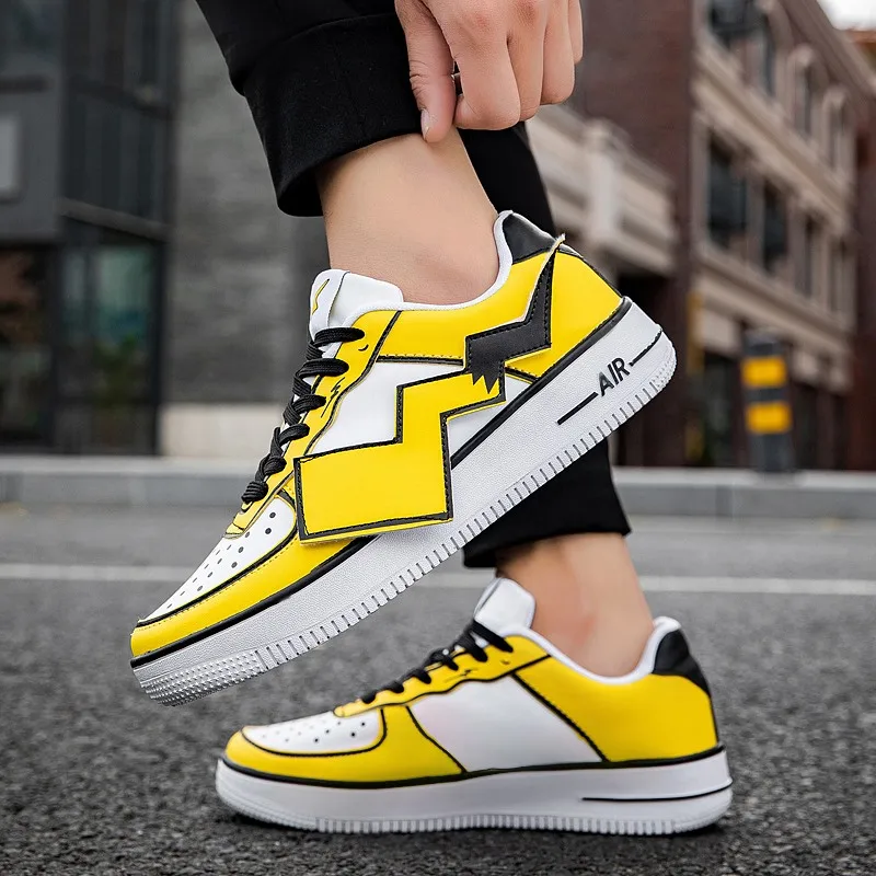 Men's Pikachu Shoes Sneakers Autumn Winter PU Leather Classic High Top Men Vulcanized Shoes Casual Men's Boots Male