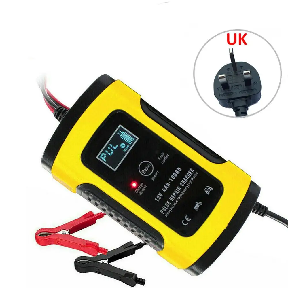 QM191520-YE1-03 12V 5A импульсный Ремонтное зарядное устройство с ЖК-дисплей Дисплей, для мотоциклов и автомобилей Батарея Зарядное устройство, аккумуляторная батарея AGM гелевый глубокого заряда свинцово-кислотные Зарядное устройство - Цвет: QM191520-YE1-03