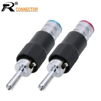

2PCS Luxury Copper Rhodium Banana Plug Audio Connector Male Adapter Speaker Interlock Banana Binding Post Terminals
