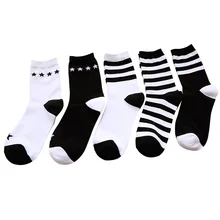 5 пар черно-белые женские носки с лого команды удобные носки из хлопка Британский Стиль повседневные студенческие дизайнерские брендовые Модные новинки искусство для пары забавные носки