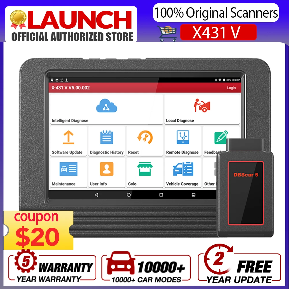 

LAUNCH X431V 8inch PRO OBD2 Scanner All System OBDII Code Reader 30+ Reset Service 5 Warranty Year X431 V PLUS Diagnostic Tool