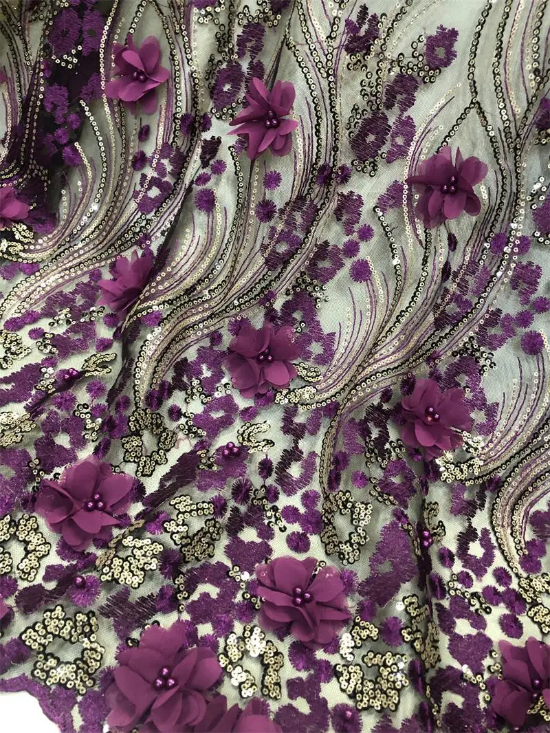 

African Bridal Dresses 3d Flower Tulle Lace Fabric 2019 Top Sale Mesh Lace For African Wedding 1277
