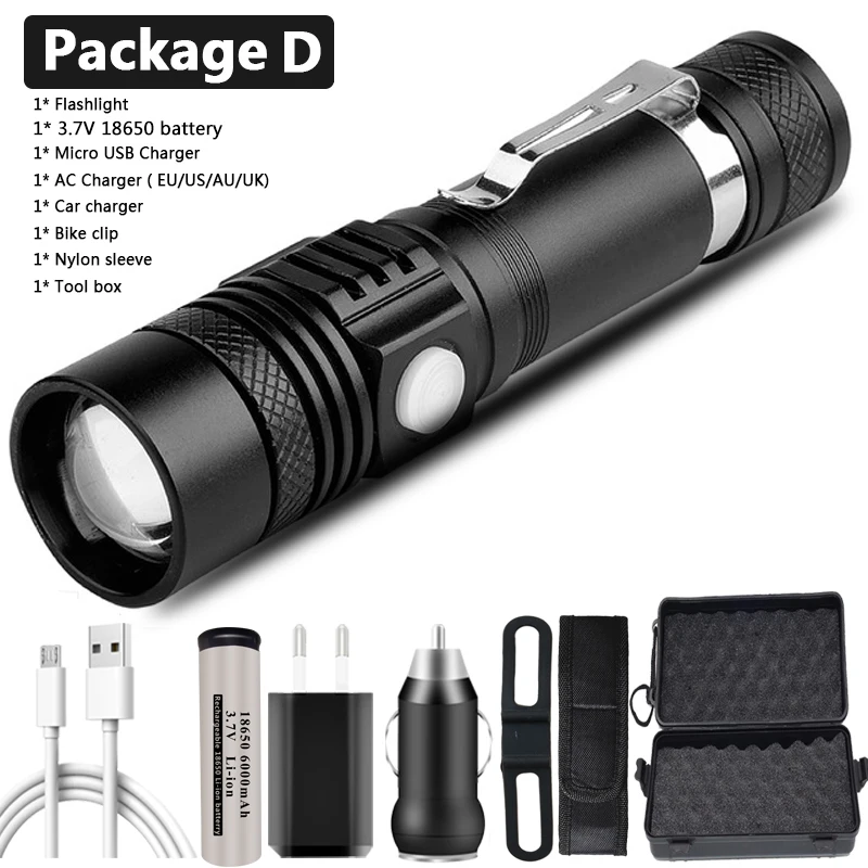 rechargeable torch CEHOLYD Ultra Bright LED Flashlight With T6 L2 V6 lamp Waterproof Torch Zoomable 4 lighting modes Multi-function USB charging blacklight flashlights Flashlights