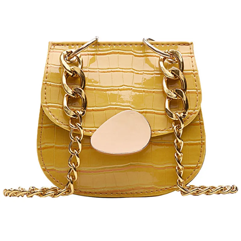 New Crocodile Pattern Retro Saddle Bag Women's Messenger Half Round Chain Shoulder |