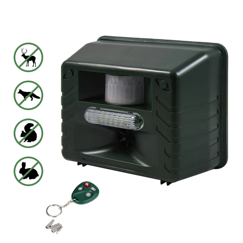 

Ultrasonic Outdoor Animal Drive Strobe Led Light Repeller Drive Rodent Device with Remote Control for Rodent Deer,Cat,Dog,Fox,Mo