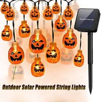 

2020 Newst Waterproof Solar Light String 30LED Pumpkin Ghost Face Light Halloween Garden Decoration String Light