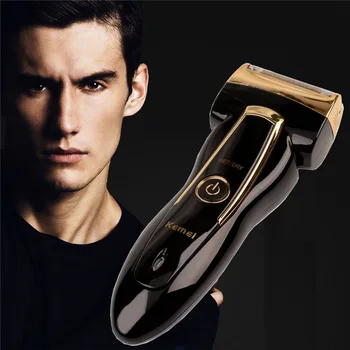 

KEMEI 2018 Electric waterproof Shaver Beard Trimmer Shaving Machine Facial Hair Remover Double Alloy Blade 1 Spare Cutter Head