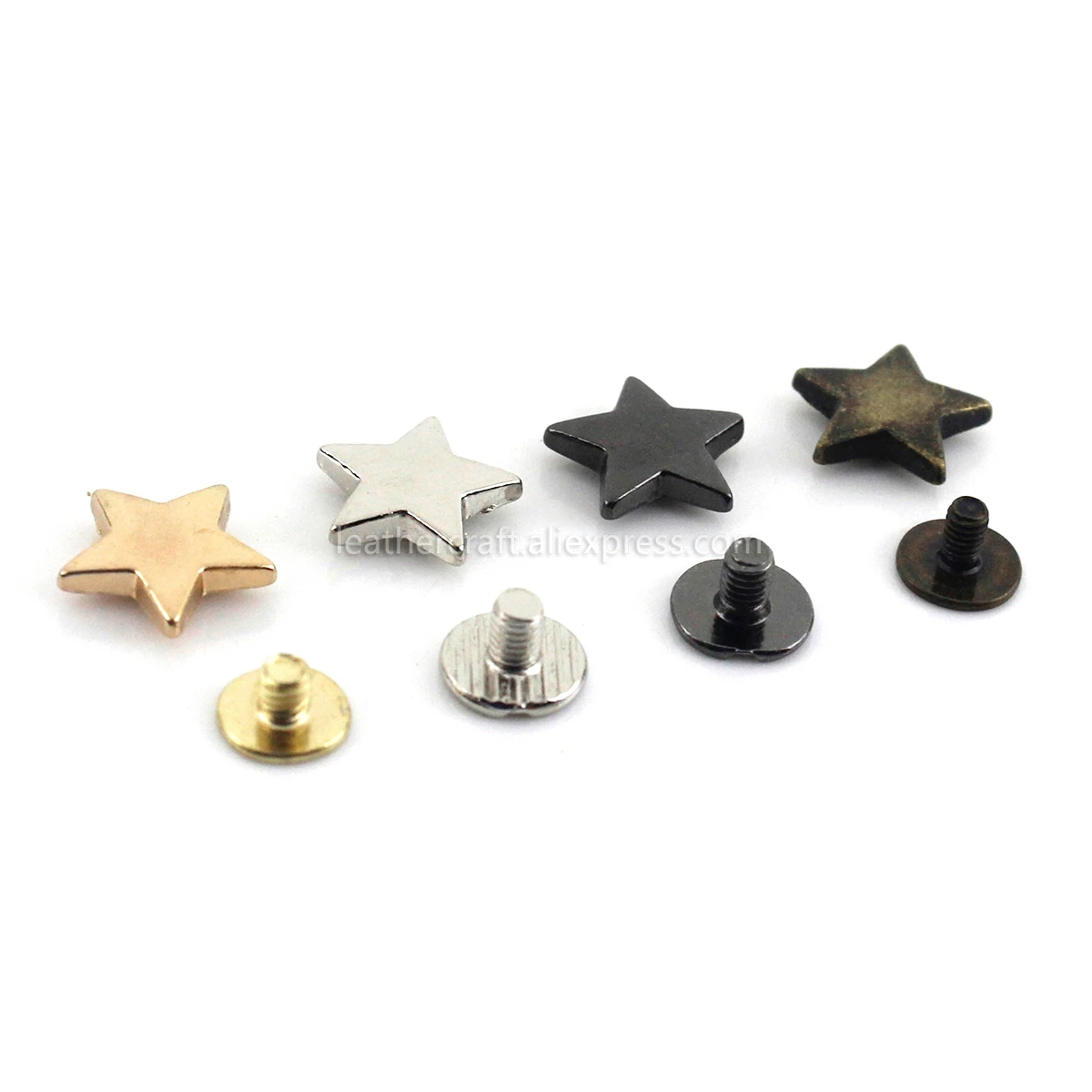 Description Picture 3 of item10pcs Metal Stars Rivets with Screw Punk Screwback Studs More Color Bag Clothing Garment Shoes Hat Leather Belt DIY Decor