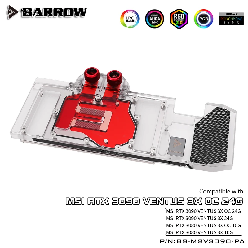 

BARROW Water Block use for MSI 3090 VENTUS 3X OC 24G / 3080 VENTUS 3X OC 10G GPU card Support Original Backplate 5V 3PIN A-RGB