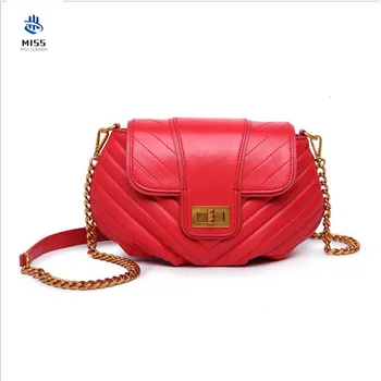 

2019 new fashion Luxury design ladies cow leather shoulder bag simple chain Messenger women's bag
