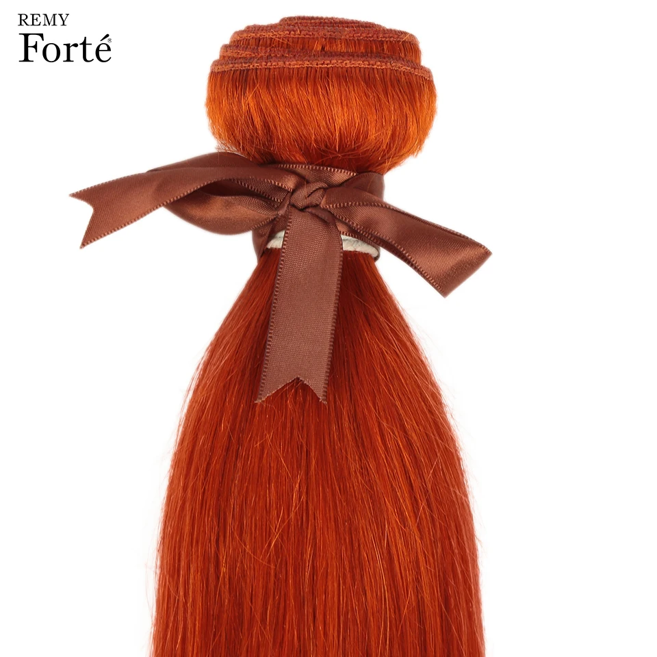 Прямые пряди для волос Remy Forte, оранжевые пряди с закрытием, бразильские волнистые пряди 3/4 пряди с закрытием