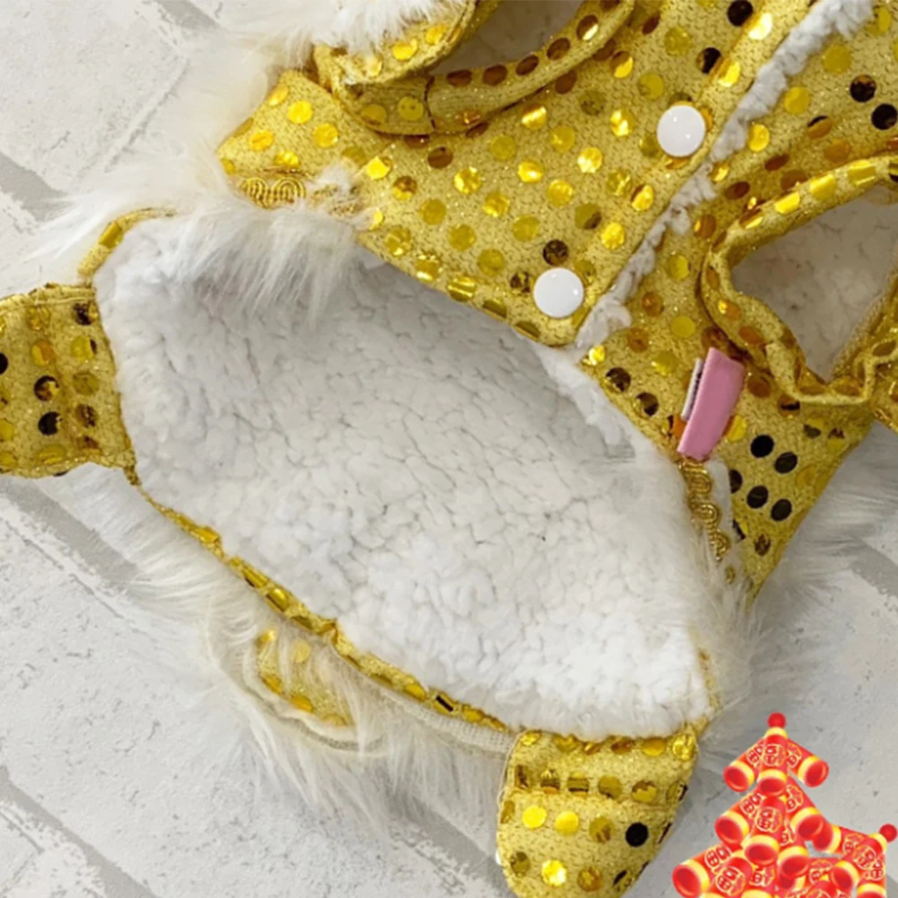 Новая забавная Одежда для кошек, новогодний костюм для питомцев, китайский костюм с блестками для танцев льва, дракона, танцевальная одежда для собак