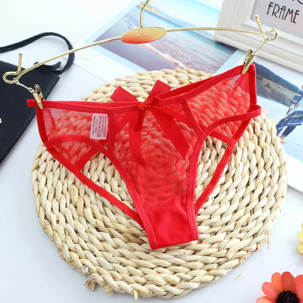 Women Lingerie Sexy Lace Open Butt Exotic Panties Transparent Open Crotch Briefs Hollow Out Ultra-Thin Thongs
