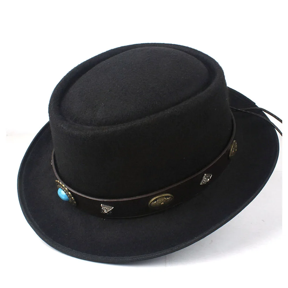 Модная мужская и женская зимняя шляпа-пирожок с поясом в стиле панк Fedora шляпа для джентльмена Trilby чародейная шляпа размер 58 см