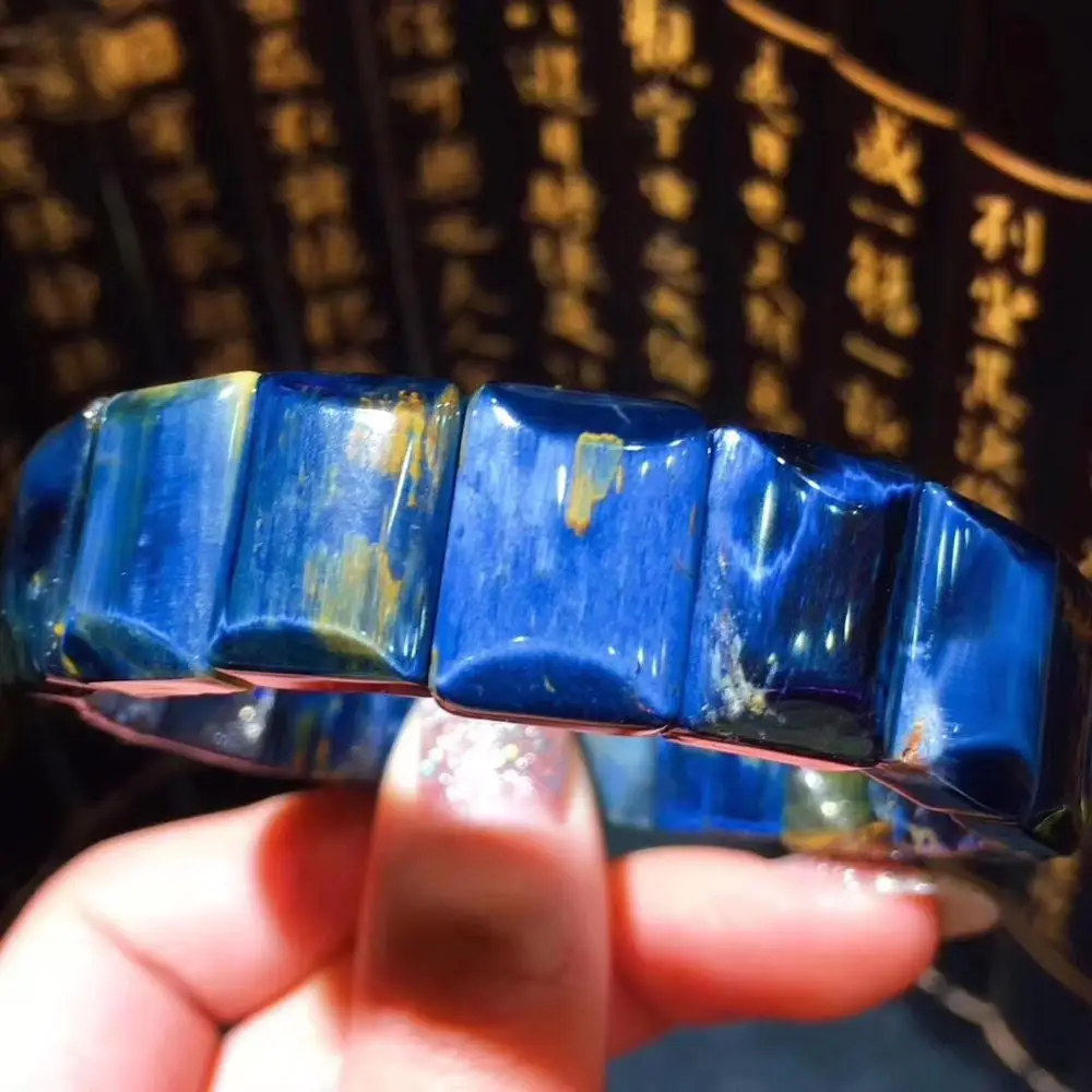 Топ натуральный синий Pietersite браслет для женщин и мужчин, браслет из фианита, 16x12 мм, прямоугольный жесткий браслет из бисера, ювелирные изделия AAAAA