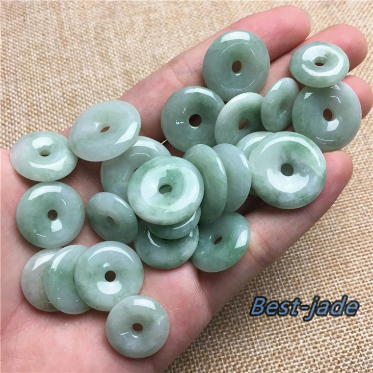 Donut shape Grade A jade stone ICY Jade Burma jadeite Doughnut Bead hand carved green Men pendant Jewelry spacer | Украшения и