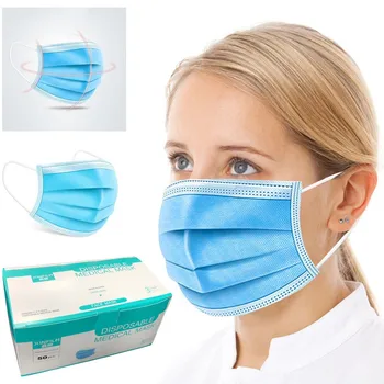 

Makeup mirror Solid 50pcs Adjustable Straps Facemask One time Disposable Masks With Design Masker 3Ply Skin Masks Masker