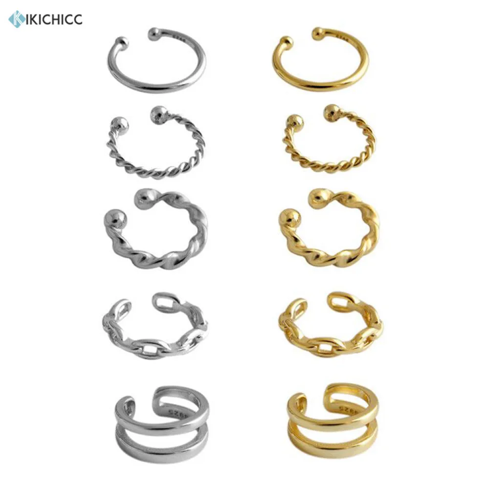 Kikichicc простые серьги-Клипсы из стерлингового серебра 925 пробы в стиле рок-панк