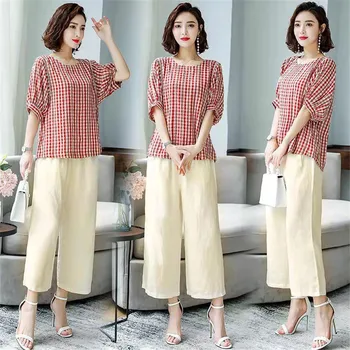 

Women Casual Two Piece Set short Sleeve O-neck plaid Tops and short Pants Suit Summer Club Fashion Sporting Tracksuit Outfits